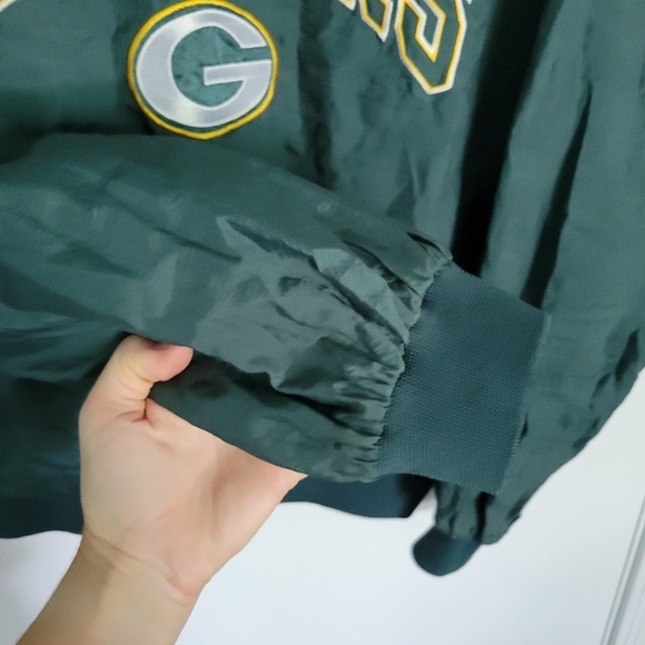 Green Bay Packers Jacket Mens Large Logo 7 Vintage Pullover Windbreaker NFL - Picture 2 of 11